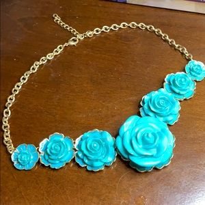 Turquoise blue flower necklace